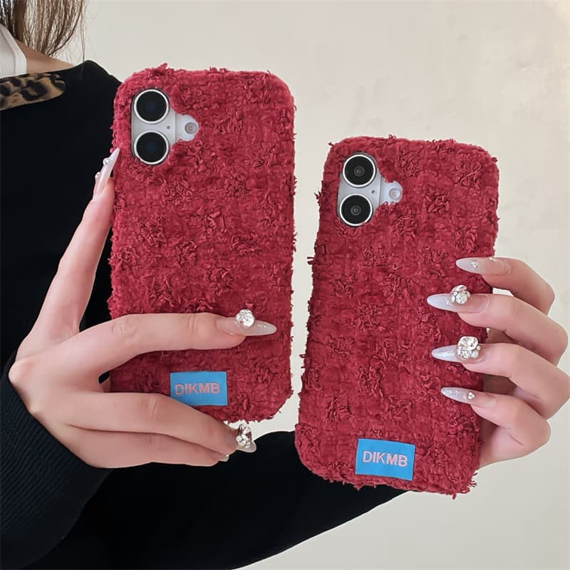 Apple Iphone 15 - Coque de téléphone en angora rouge